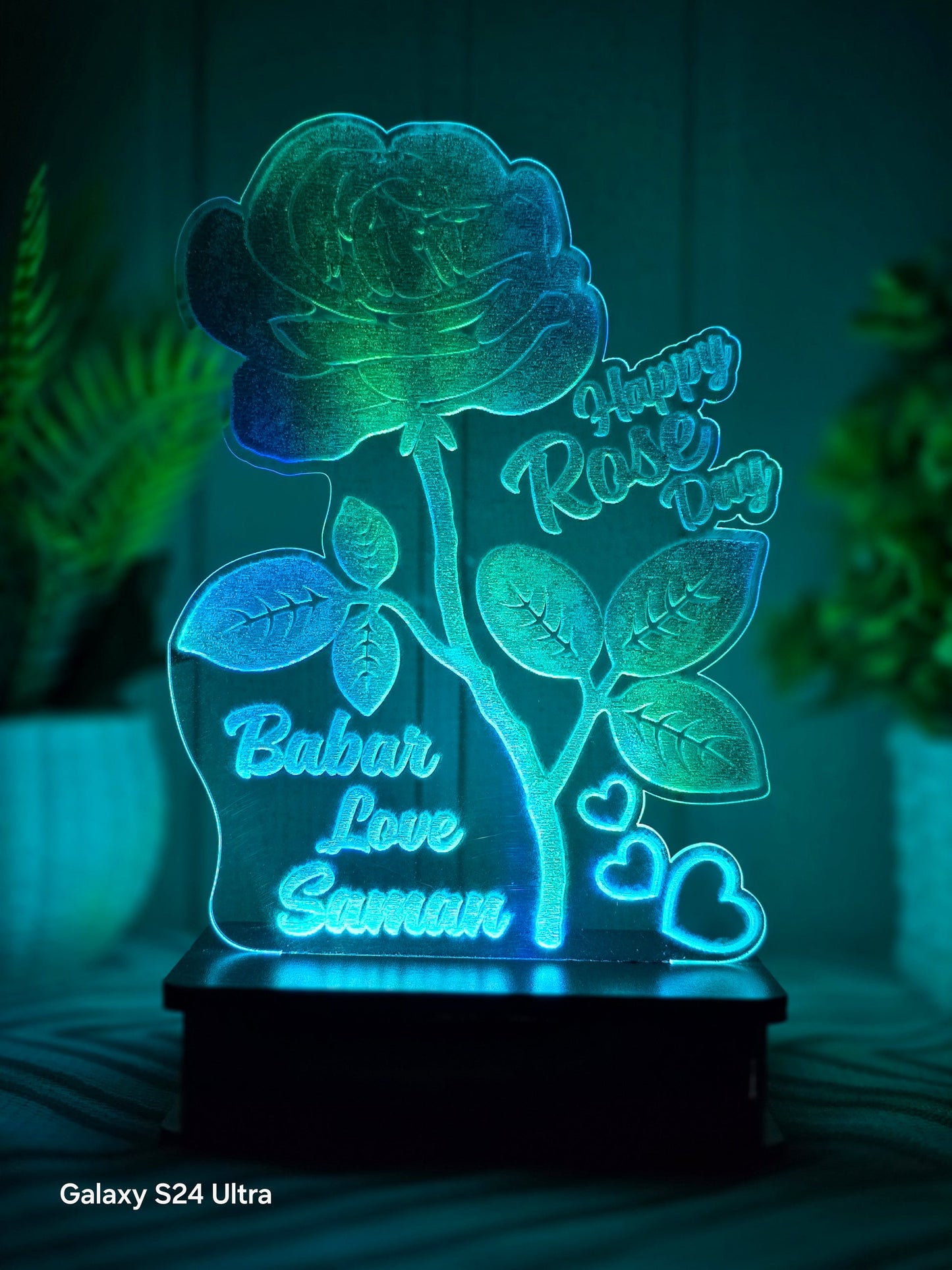 Rose & Leaves 3d Customized illusion Lamp