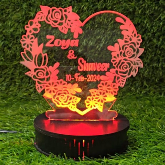 Flower On Heart 3D Customized illusion Lamp