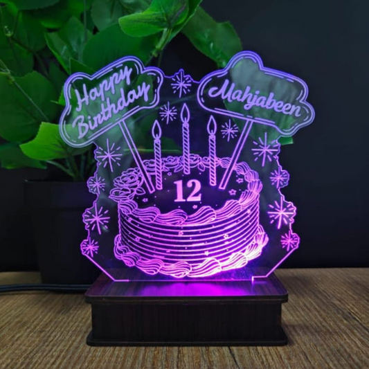 Birthday Cake 3D Customized illusion Lamp