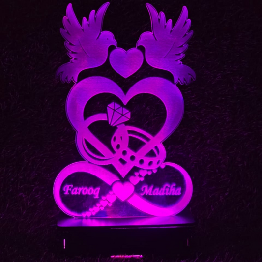 Birds Ring Heart 3D Customized illusion Lamp