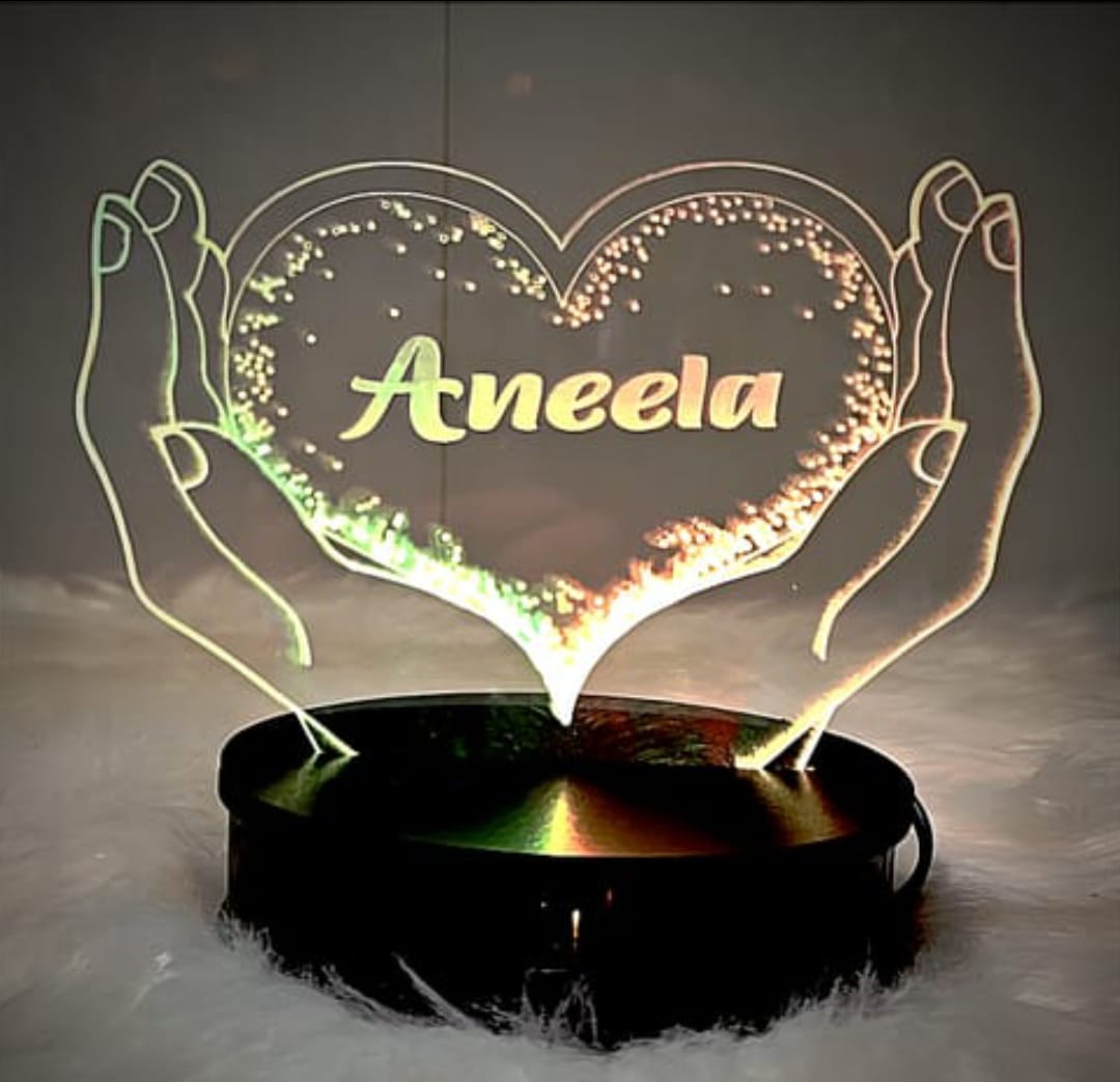Heart In Hand Shaped 3D Customized illusion Lamp