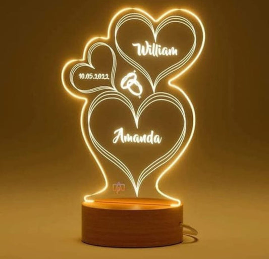 2 Rings 3D Customized illusion Lamp