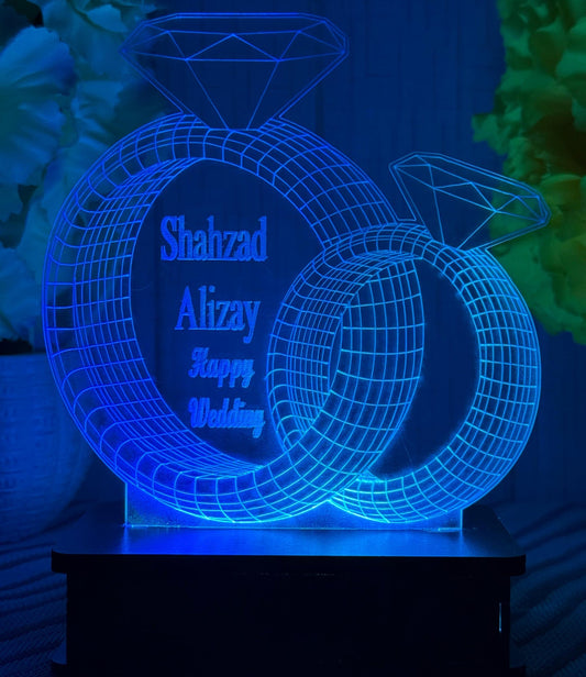 2 Diamond Rings 3D Customized Lamp