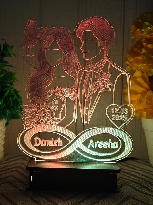 Wedding Couple 3d Customized illusion Lamp