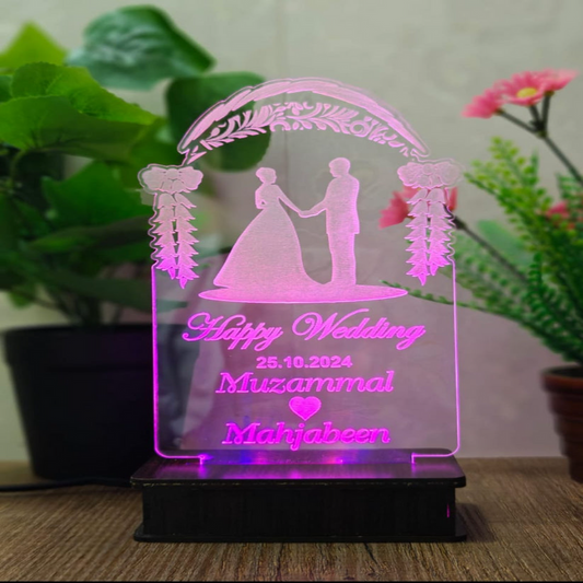Happy Wedding 3D Customized illusion Lamp