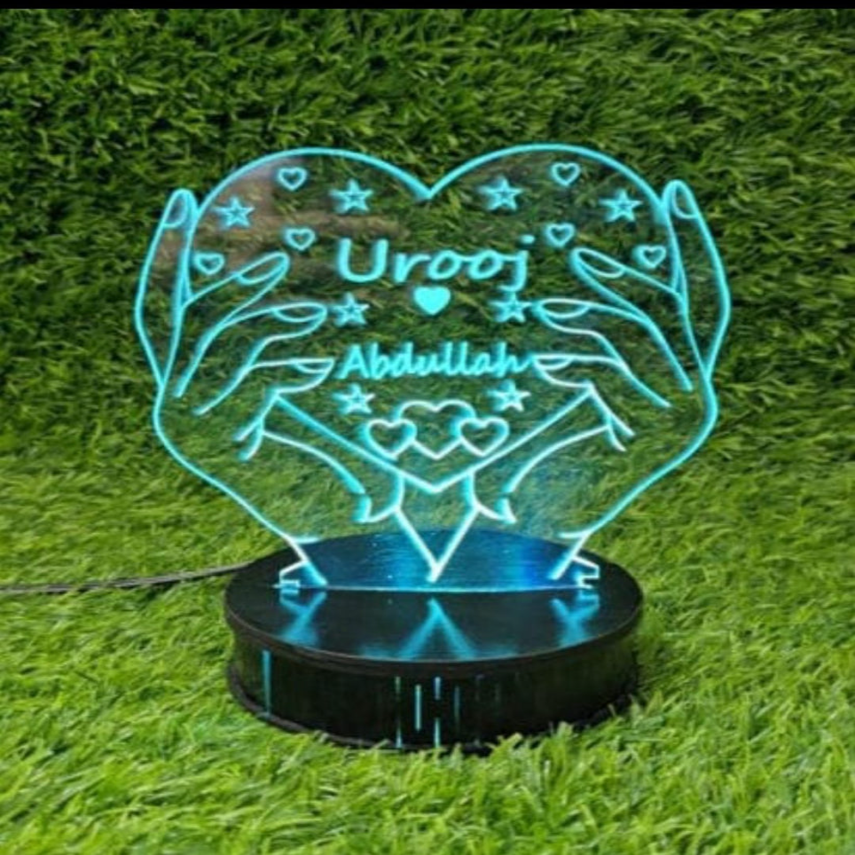 Heart in Hand Love 3D Customized illusion Lamp