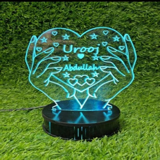 Heart in Hand Love 3D Customized illusion Lamp